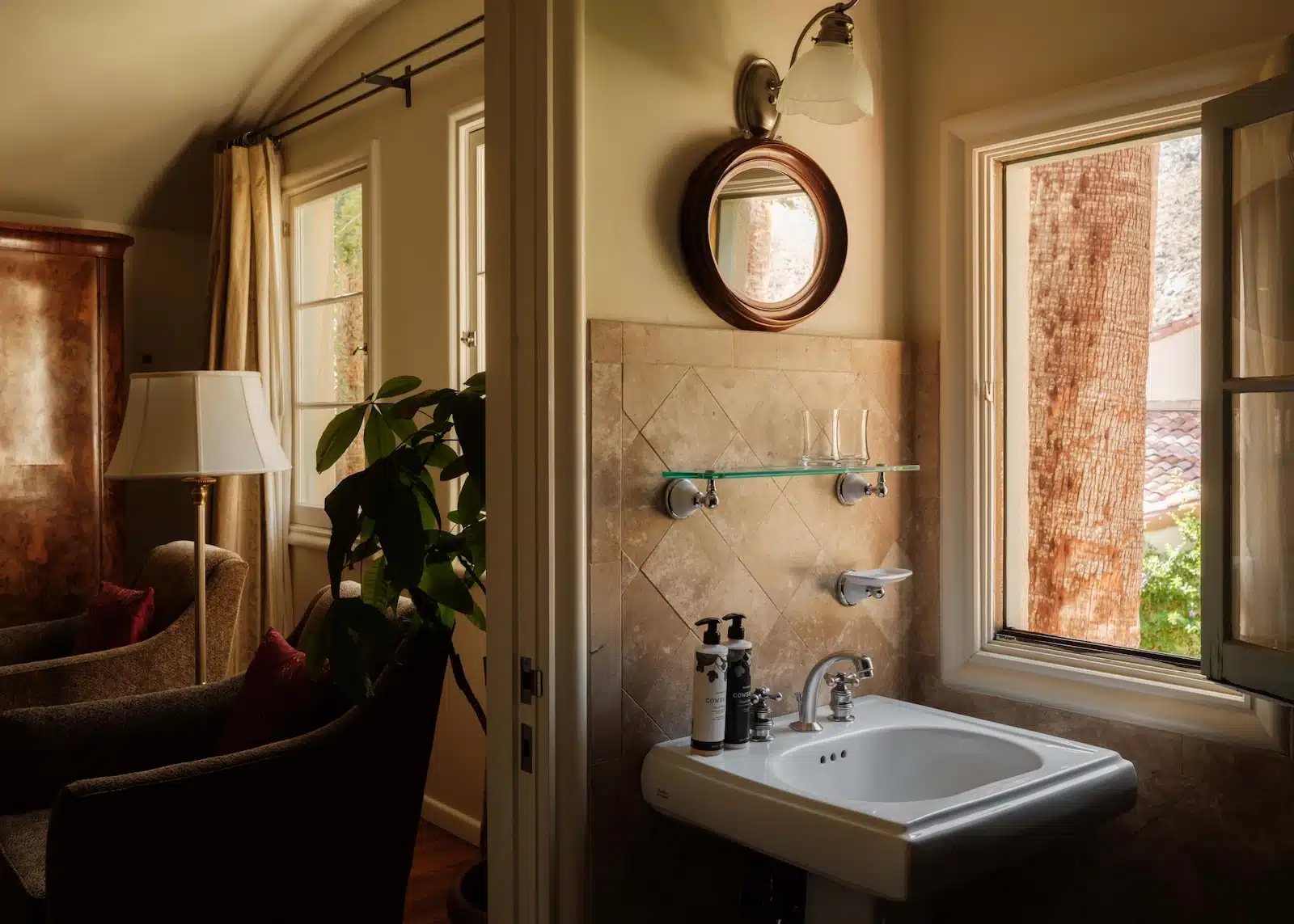 Loft sink under open window