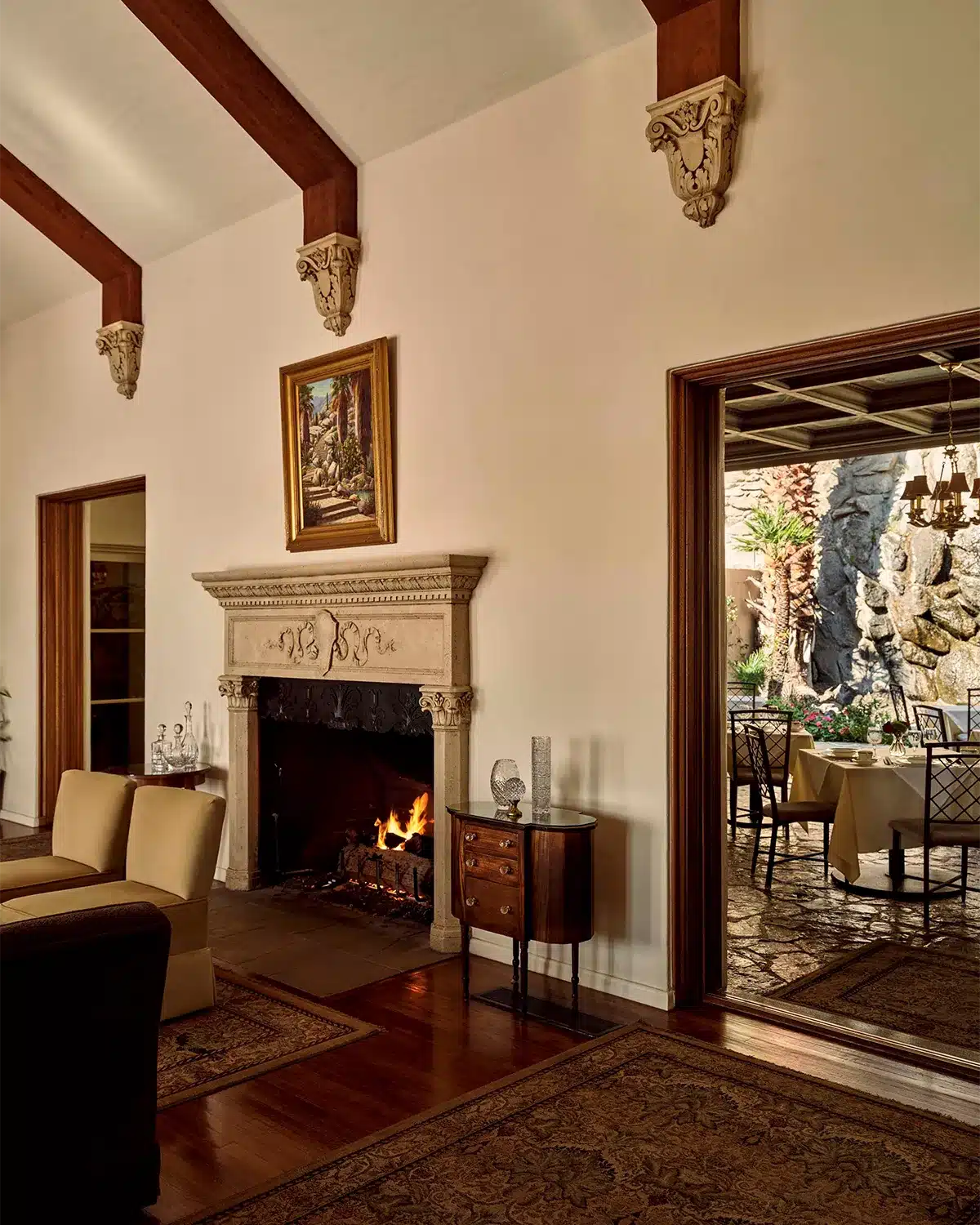 Interior leading out to outdoor dining